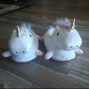 Children's Unicorn Slippers w/Rainbow Hair